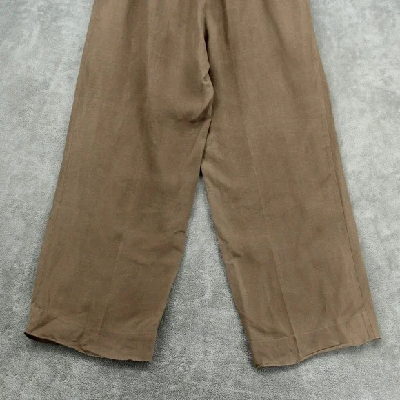 JJ ill Pants Women 16 Linen Wide Leg Pockets Pleated Lagenlook Boxy Relaxed Zip - Picture 7 of 11